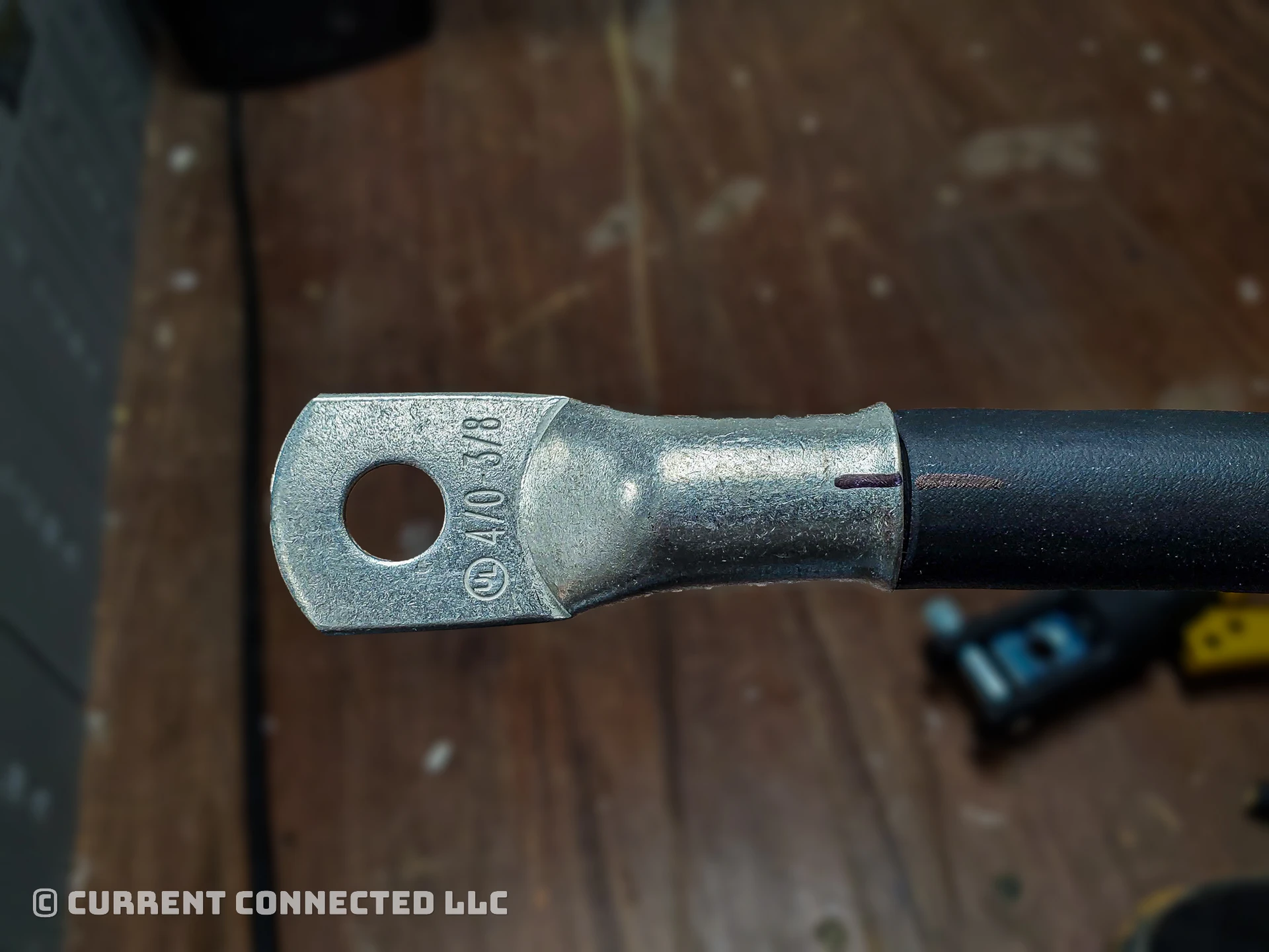 Photo of the lug on the battery cable.