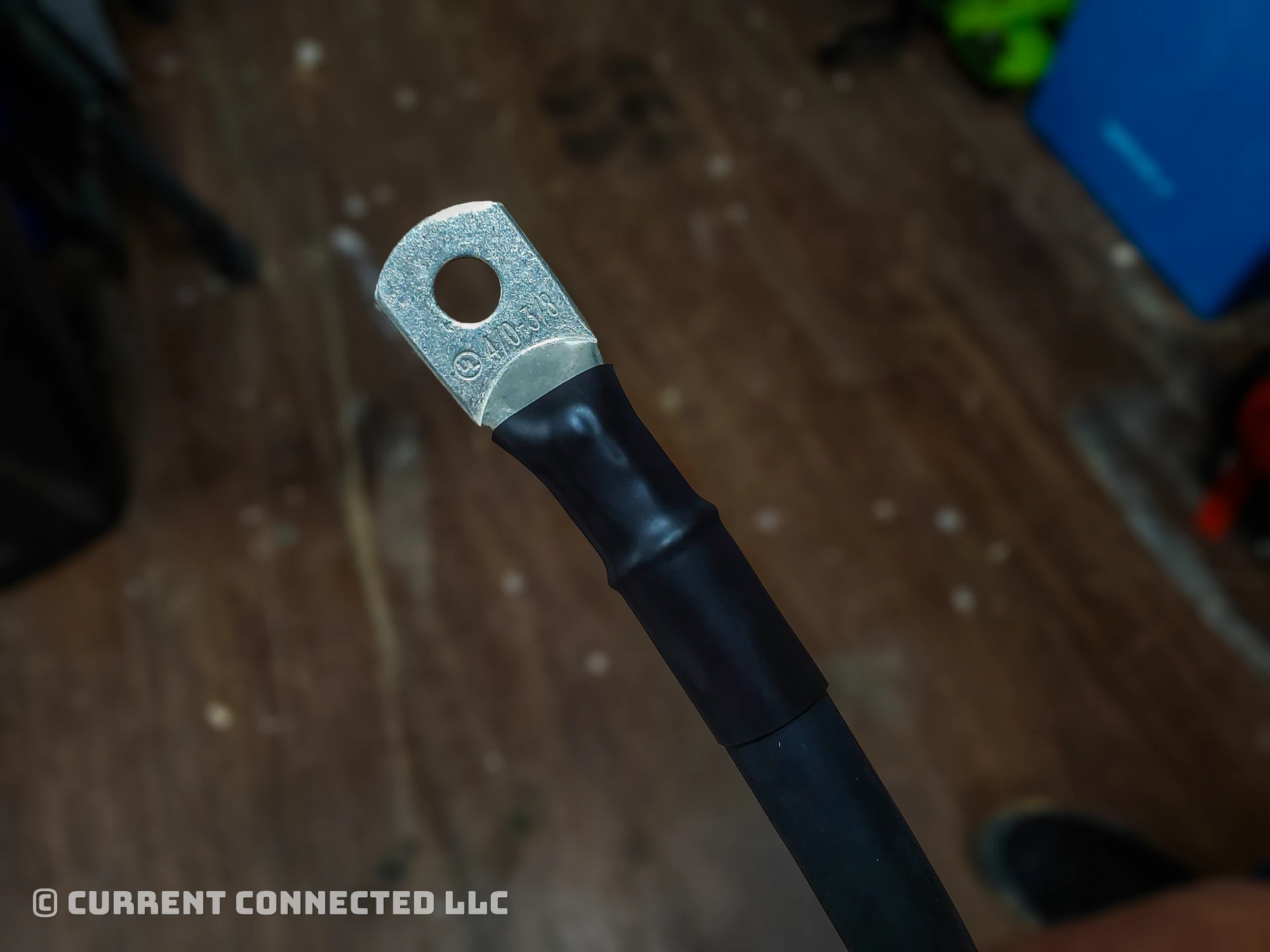 Photo of crimped cable with final heat shrink.